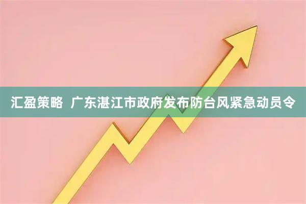 汇盈策略  广东湛江市政府发布防台风紧急动员令